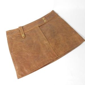 Leather mini skirt Women s Brown and light Pink